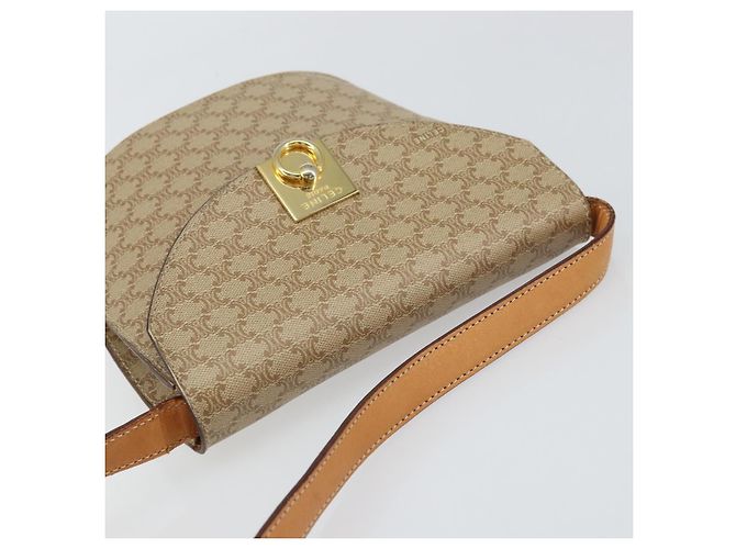 Céline Borsa a Spalla in Tela Macadam CELINE PVC Beige Oro Auth 157670 D'oro - vista 6