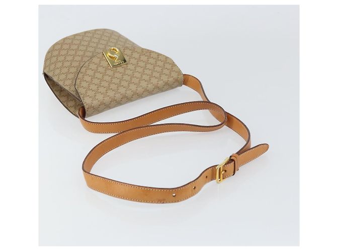 Céline Borsa a Spalla in Tela Macadam CELINE PVC Beige Oro Auth 157670 D'oro - vista 7