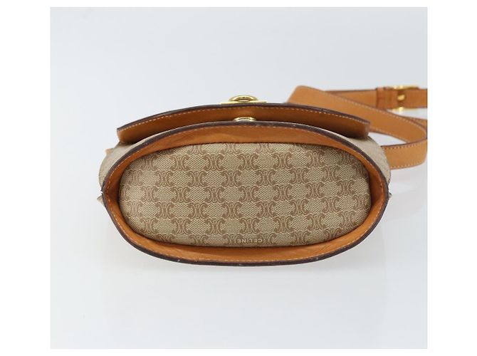 Céline Borsa a Spalla in Tela Macadam CELINE PVC Beige Oro Auth 157670 D'oro - vista 9