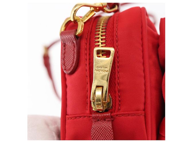Borsa a Spalla PRADA Nylon Rossa Oro Auth 152289SAV Rosso D'oro - vista 14