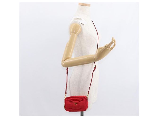 Borsa a Spalla PRADA Nylon Rossa Oro Auth 152289SAV Rosso D'oro - vista 25