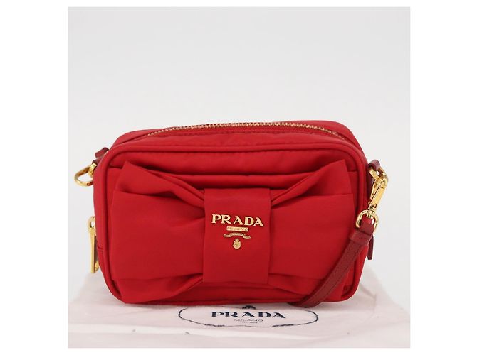 Borsa a Spalla PRADA Nylon Rossa Oro Auth 152289SAV Rosso D'oro - vista 26