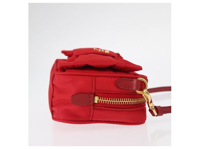 Borsa a Spalla PRADA Nylon Rossa Oro Auth 152289SAV Rosso D'oro - vista 4