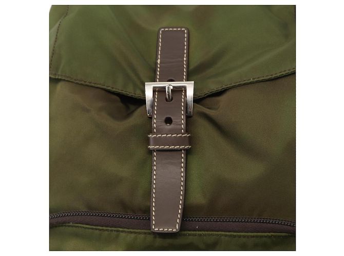 PRADA Backpack Nylon Khaki Silver Auth ti3504 Silvery - view 19