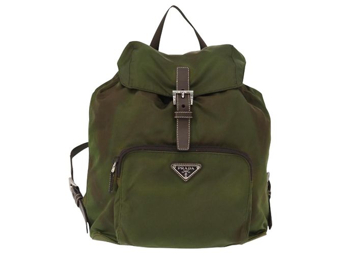 PRADA Backpack Nylon Khaki Silver Auth ti3504 Silvery - view 2