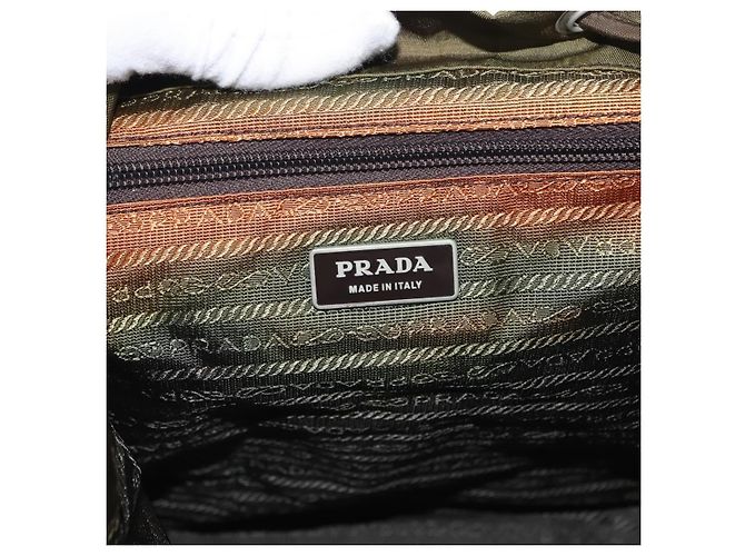 PRADA Backpack Nylon Khaki Silver Auth ti3504 Silvery - view 21