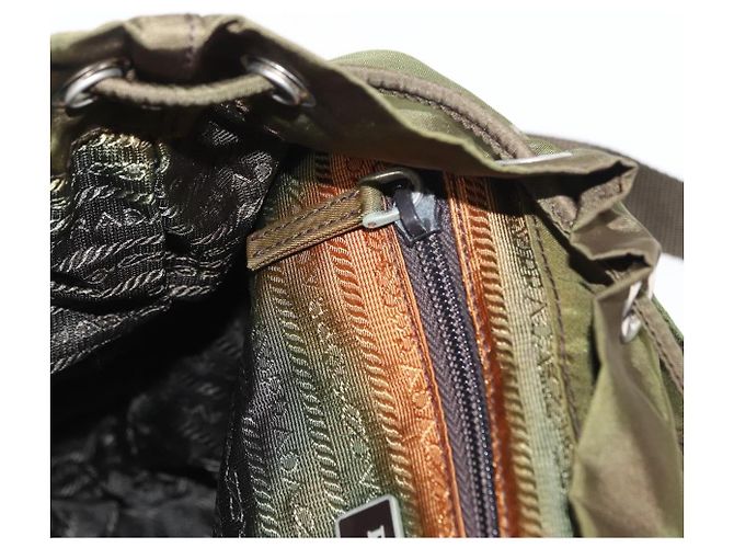 PRADA Backpack Nylon Khaki Silver Auth ti3504 Silvery - view 25