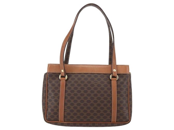 Céline Borsa a mano in tela Macadam CELINE in pelle PVC marrone oro Auth ki6186 D'oro - vista 2