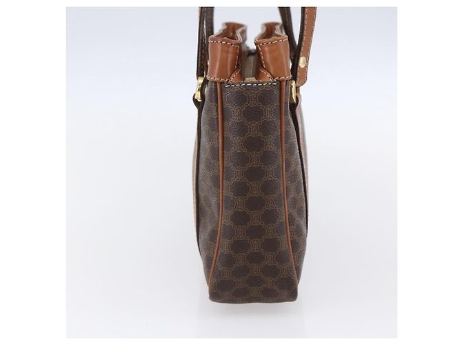 Céline Borsa a mano in tela Macadam CELINE in pelle PVC marrone oro Auth ki6186 D'oro - vista 4