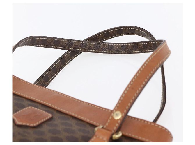 Céline Borsa a mano in tela Macadam CELINE in pelle PVC marrone oro Auth ki6186 D'oro - vista 8
