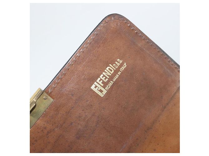 Borsa a Spalla in Tela Zucca FENDI Nera Marrone Auth ar13781 Nero - vista 11