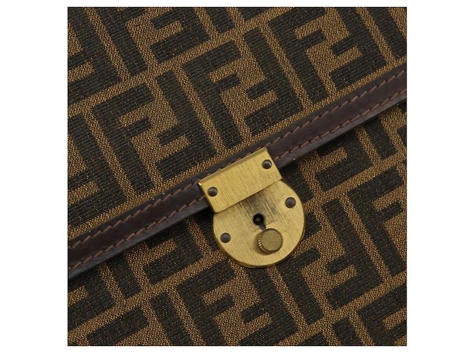 Borsa a Spalla in Tela Zucca FENDI Nera Marrone Auth ar13781 Nero - vista 17