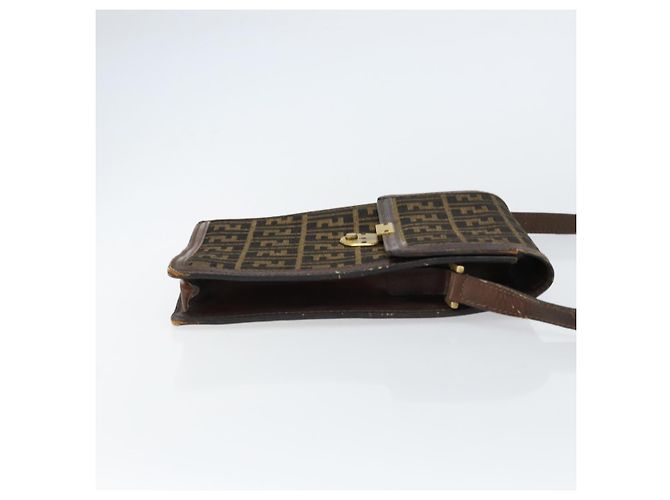 Borsa a Spalla in Tela Zucca FENDI Nera Marrone Auth ar13781 Nero - vista 3