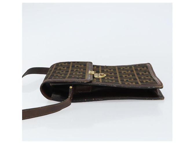 Borsa a Spalla in Tela Zucca FENDI Nera Marrone Auth ar13781 Nero - vista 4