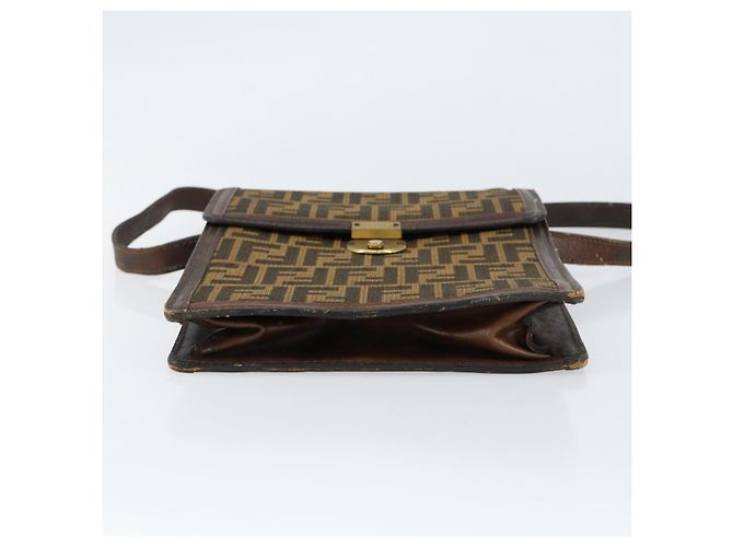 Borsa a Spalla in Tela Zucca FENDI Nera Marrone Auth ar13781 Nero - vista 5