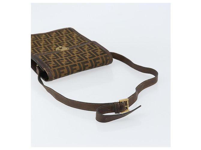Borsa a Spalla in Tela Zucca FENDI Nera Marrone Auth ar13781 Nero - vista 7