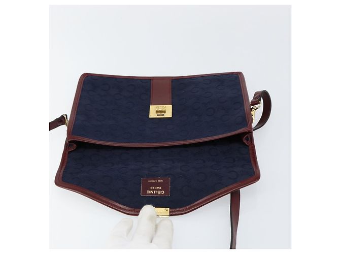 Céline Borsa a Spalla Celine C Sulky in Tela Blu Navy e Oro Auth BA8171 D'oro - vista 10