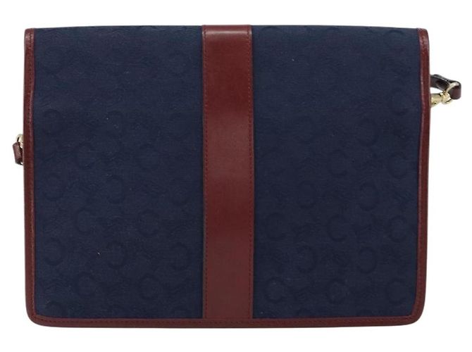 Céline Borsa a Spalla Celine C Sulky in Tela Blu Navy e Oro Auth BA8171 D'oro - vista 2