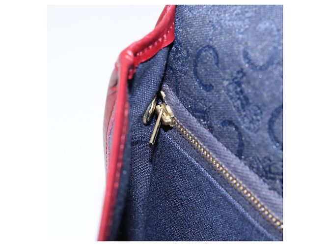 Céline Borsa a Spalla Celine C Sulky in Tela Blu Navy e Oro Auth BA8171 D'oro - vista 20