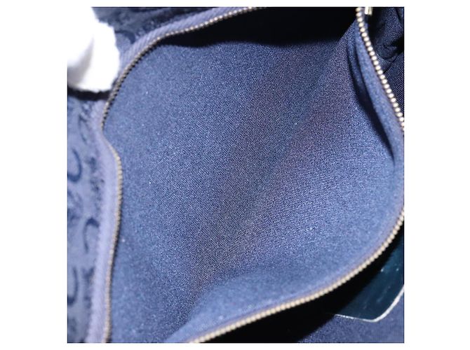 Céline Borsa a Spalla Celine C Sulky in Tela Blu Navy e Oro Auth BA8171 D'oro - vista 21