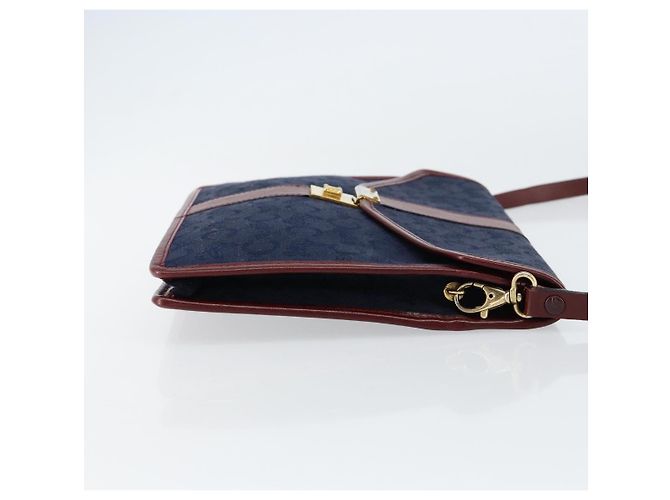 Céline Borsa a Spalla Celine C Sulky in Tela Blu Navy e Oro Auth BA8171 D'oro - vista 3