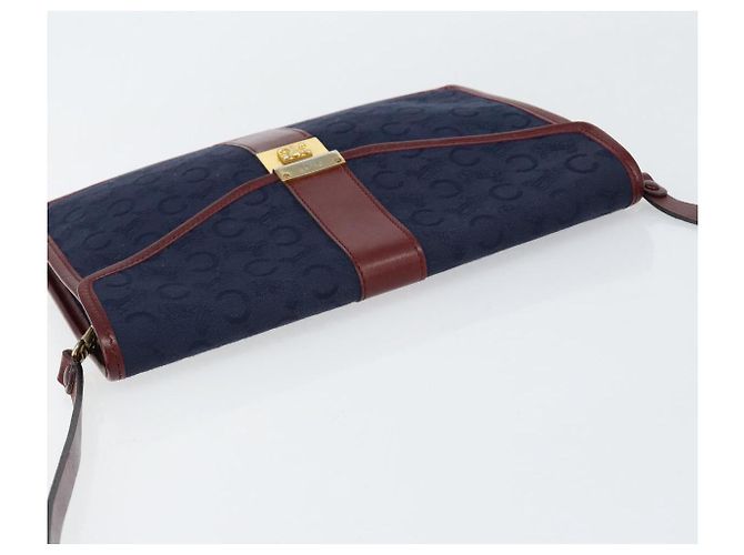 Céline Borsa a Spalla Celine C Sulky in Tela Blu Navy e Oro Auth BA8171 D'oro - vista 6