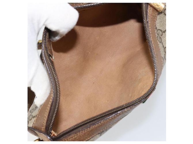 Borsa Sherry Line GG Supreme Web in PVC beige e oro 89 02 018 Auth BA6558 di GUCCI D'oro - vista 11