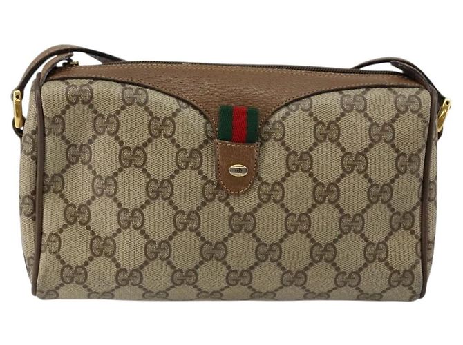 Borsa Sherry Line GG Supreme Web in PVC beige e oro 89 02 018 Auth BA6558 di GUCCI D'oro - vista 13