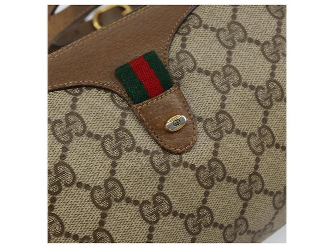 Borsa Sherry Line GG Supreme Web in PVC beige e oro 89 02 018 Auth BA6558 di GUCCI D'oro - vista 17
