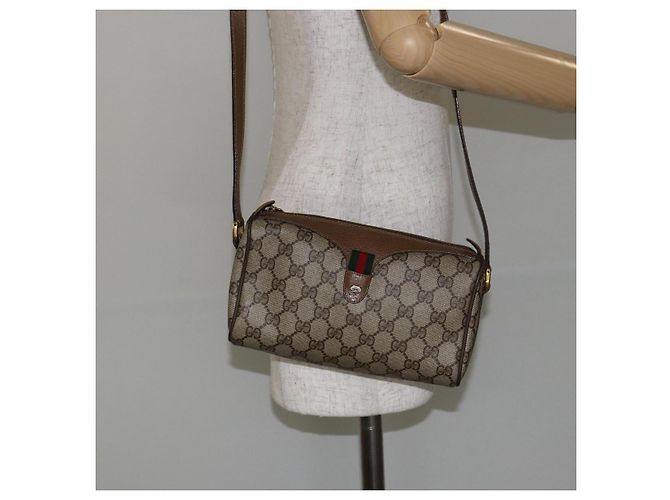 Borsa Sherry Line GG Supreme Web in PVC beige e oro 89 02 018 Auth BA6558 di GUCCI D'oro - vista 21