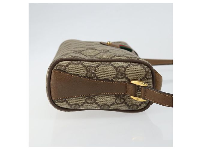 Borsa Sherry Line GG Supreme Web in PVC beige e oro 89 02 018 Auth BA6558 di GUCCI D'oro - vista 3