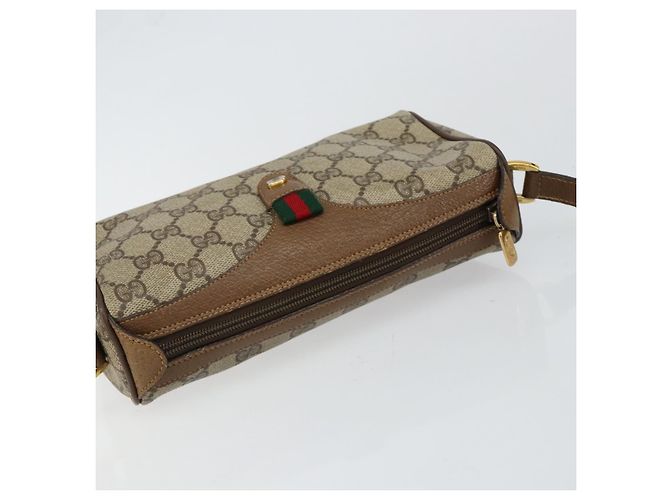 Borsa Sherry Line GG Supreme Web in PVC beige e oro 89 02 018 Auth BA6558 di GUCCI D'oro - vista 6