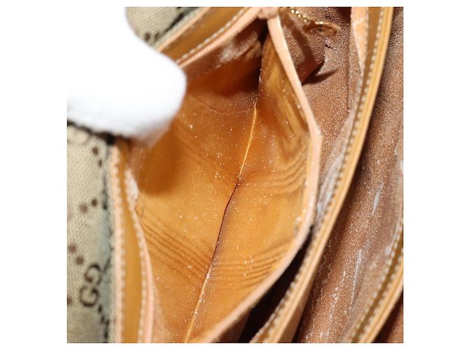 Borsa a Spalla GG Canvas Gucci Beige Oro Auth ar13804 D'oro - vista 11