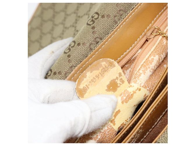 Borsa a Spalla GG Canvas Gucci Beige Oro Auth ar13804 D'oro - vista 12