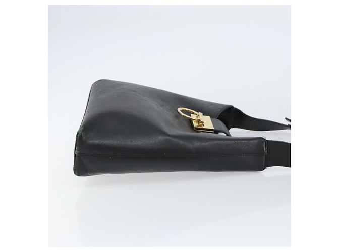 Sac à bandoulière Gancini en cuir noir et or Auth BA8226 de Salvatore Ferragamo Doré - vue 3