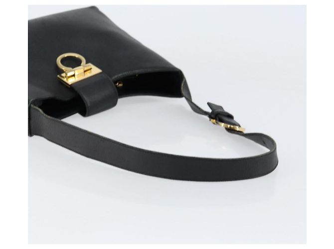 Sac à bandoulière Gancini en cuir noir et or Auth BA8226 de Salvatore Ferragamo Doré - vue 7