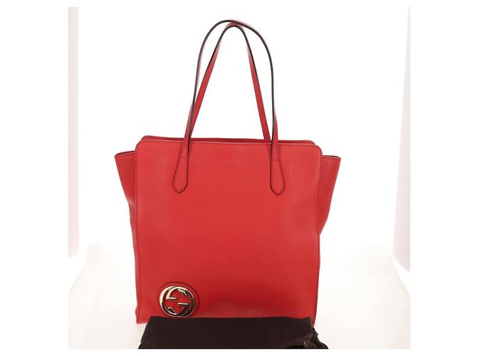 GUCCI Bolsa Tote entrelaçada em couro vermelho e dourado 353581 Auth am9922V - vista 12