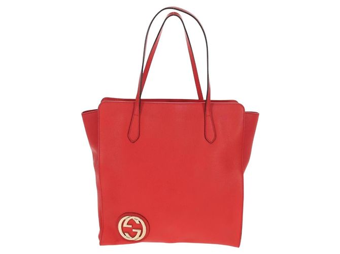 GUCCI Bolsa Tote entrelaçada em couro vermelho e dourado 353581 Auth am9922V - vista 13