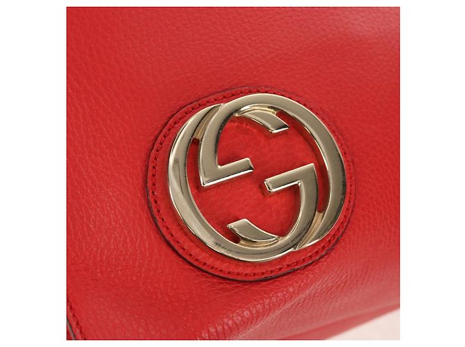 GUCCI Bolsa Tote entrelaçada em couro vermelho e dourado 353581 Auth am9922V - vista 18