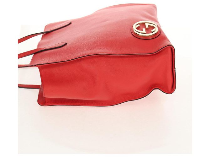 GUCCI Bolsa Tote entrelaçada em couro vermelho e dourado 353581 Auth am9922V - vista 3