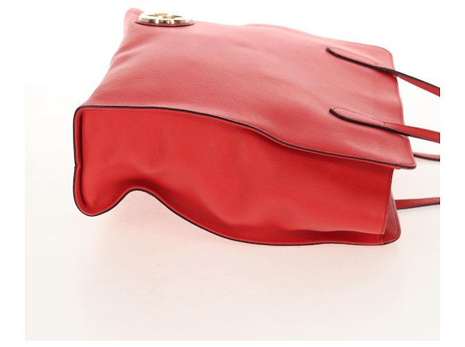 GUCCI Bolsa Tote entrelaçada em couro vermelho e dourado 353581 Auth am9922V - vista 4