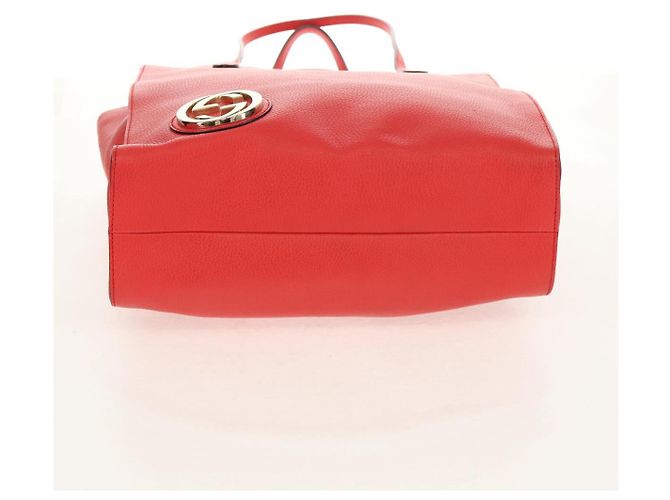 GUCCI Bolsa Tote entrelaçada em couro vermelho e dourado 353581 Auth am9922V - vista 5