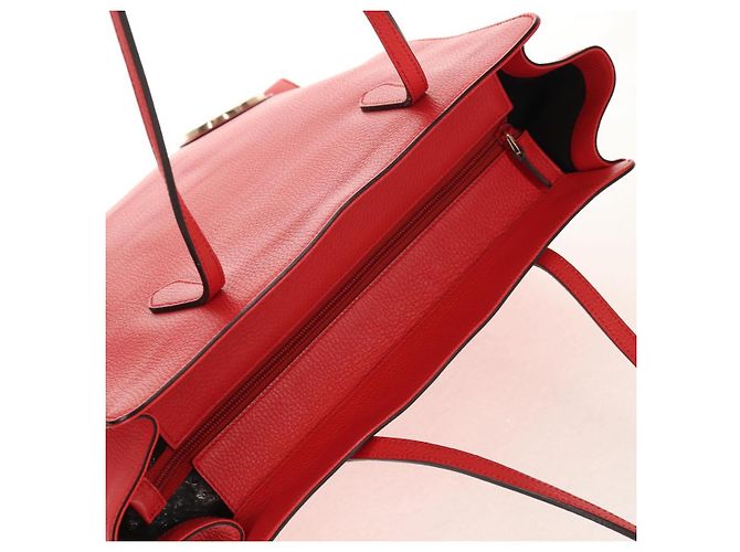 GUCCI Bolsa Tote entrelaçada em couro vermelho e dourado 353581 Auth am9922V - vista 6