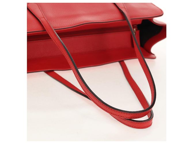 GUCCI Bolsa Tote entrelaçada em couro vermelho e dourado 353581 Auth am9922V - vista 7