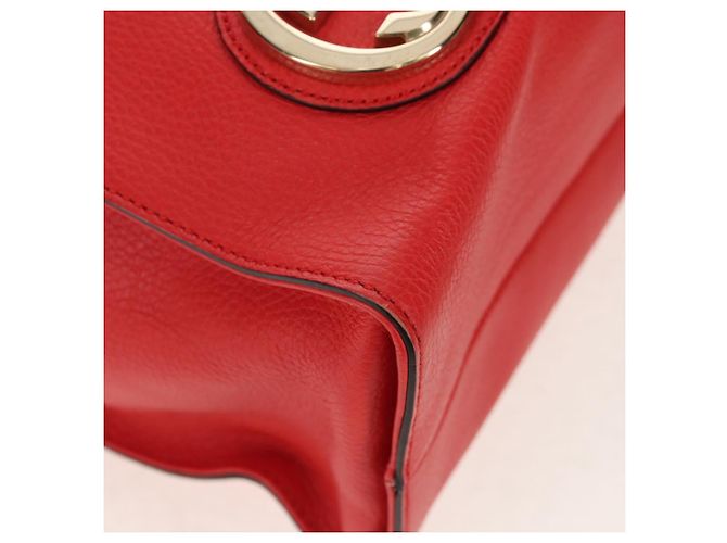 GUCCI Bolsa Tote entrelaçada em couro vermelho e dourado 353581 Auth am9922V - vista 8