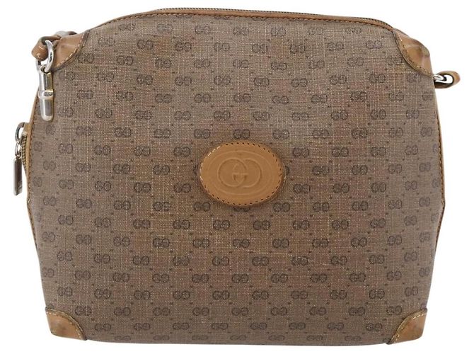 Gucci Borsa a Spalla Micro GG Supreme PVC Marrone Oro 007 104 4916 Auth BA6559 D'oro - vista 13