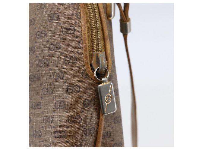 Gucci Borsa a Spalla Micro GG Supreme PVC Marrone Oro 007 104 4916 Auth BA6559 D'oro - vista 17