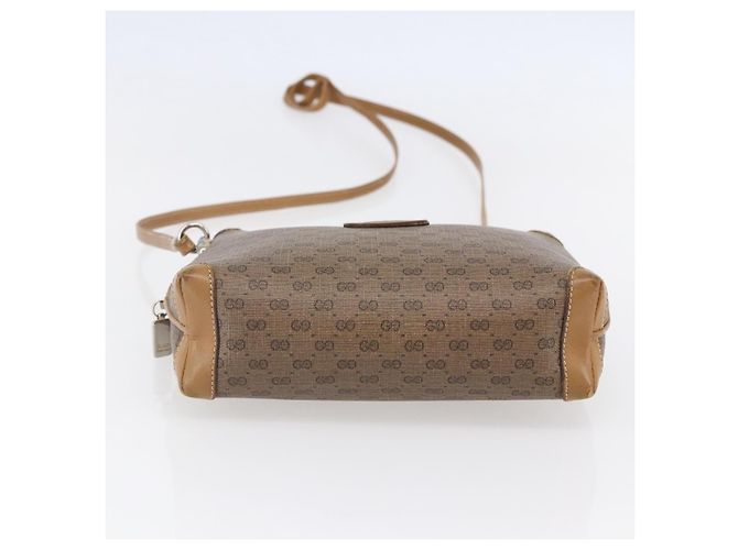 Gucci Borsa a Spalla Micro GG Supreme PVC Marrone Oro 007 104 4916 Auth BA6559 D'oro - vista 5