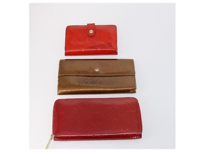 Cartera LOUIS VUITTON Epi Vernis Taiga 7 Set Roja Negra Marrón LV Auth 144728 Castaño Negro - vista 14