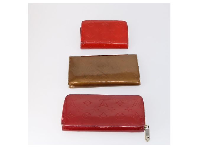 Cartera LOUIS VUITTON Epi Vernis Taiga 7 Set Roja Negra Marrón LV Auth 144728 Castaño Negro - vista 15